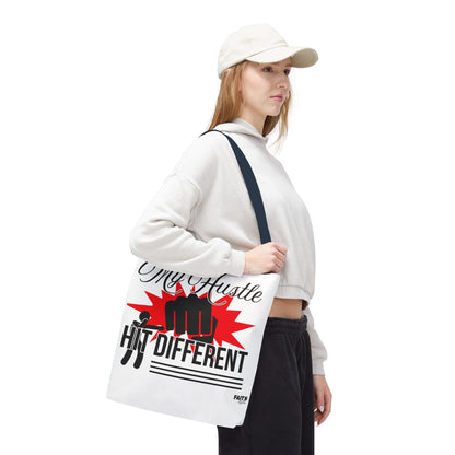 FaithStyles Motivational 'My Hustle, Hit Different' Graphic Tote Bag