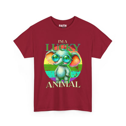 Lucky Animal Unisex Heavy Cotton Tee, Cute Gift for Animal Lovers, Casual Streetwear, St. Patrick's Day, Birthday Apparel