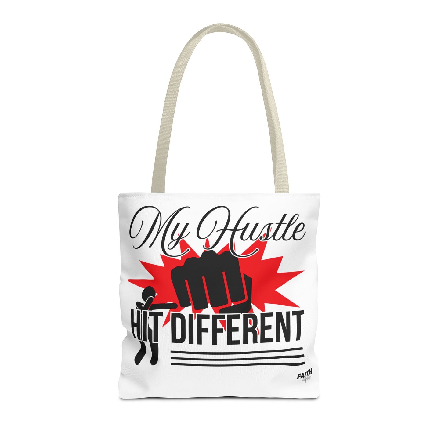 FaithStyles Motivational 'My Hustle, Hit Different' Graphic Tote Bag