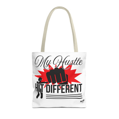 FaithStyles Motivational 'My Hustle, Hit Different' Graphic Tote Bag