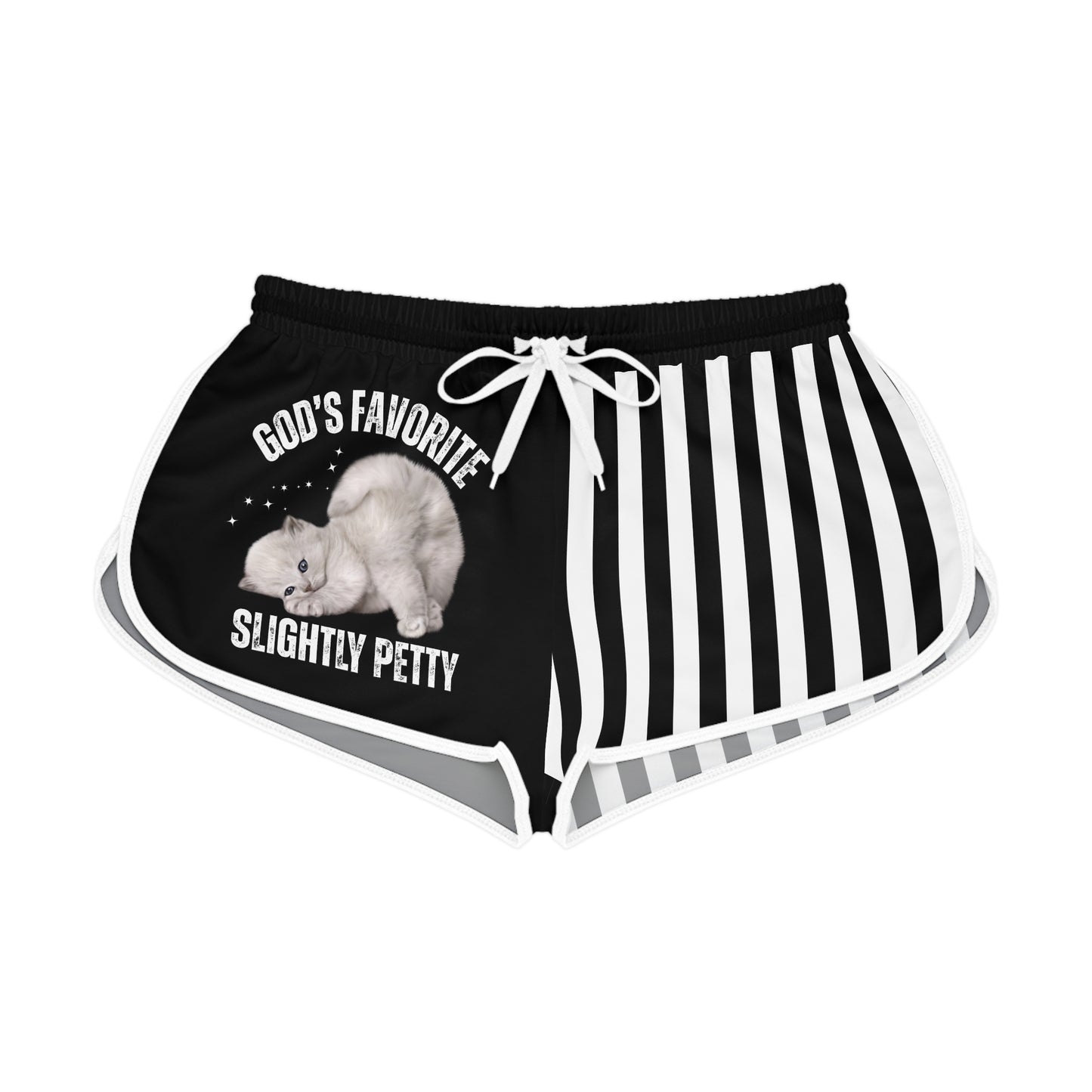 God's Favorite Women's Relaxed Shorts, Petty Cat Design Athletic Shorts, Casual Summer Wear, Funny Gift for Cat Lovers, Stylish Loungewear
