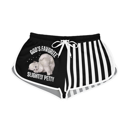 God's Favorite Women's Relaxed Shorts, Petty Cat Design Athletic Shorts, Casual Summer Wear, Funny Gift for Cat Lovers, Stylish Loungewear