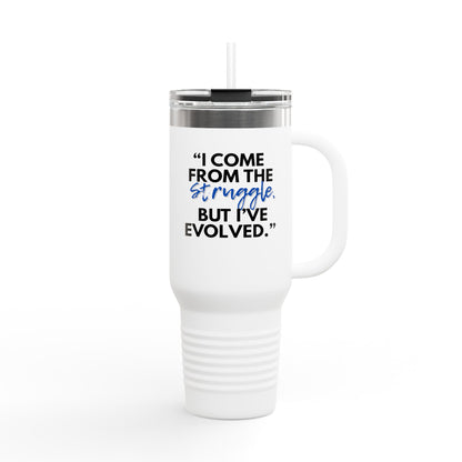 Inspirational Insulated Travel Mug, Motivational Coffee Tumbler, Evolved Journey Mug, Perfect for Gifts, Travel, and Daily Use