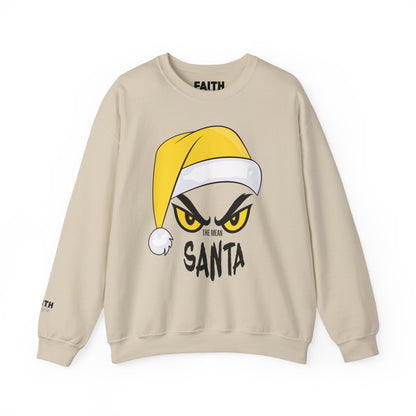 The Mean SANTA Sweatshirt -  Holiday Crewneck - Yellow