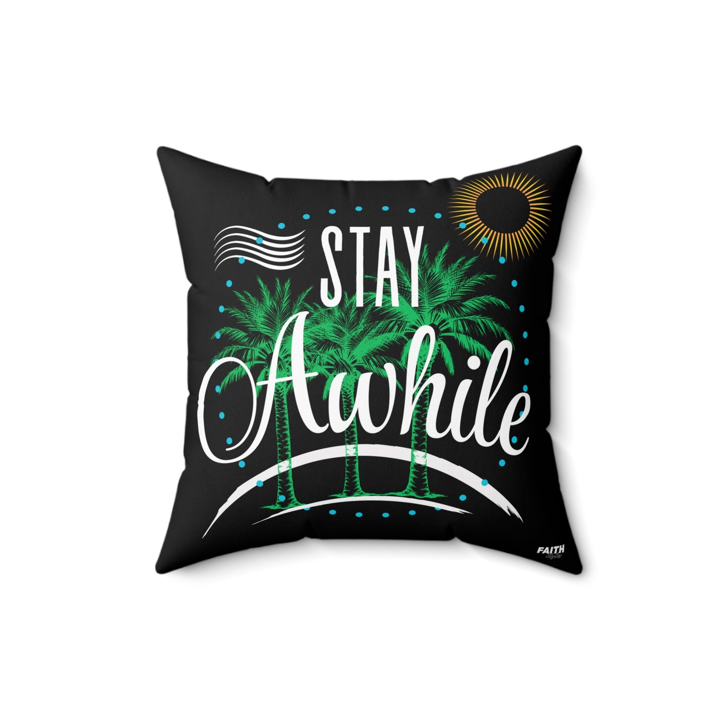FaithStyles Tropical Stay Awhile Pillow, Beach Decor, Summer Vibes, Cozy Home Accent, Gift for Beach Lovers, Relaxation Decor