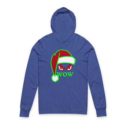 Mean Santa 'Wow' Hooded Long Sleeve Tee