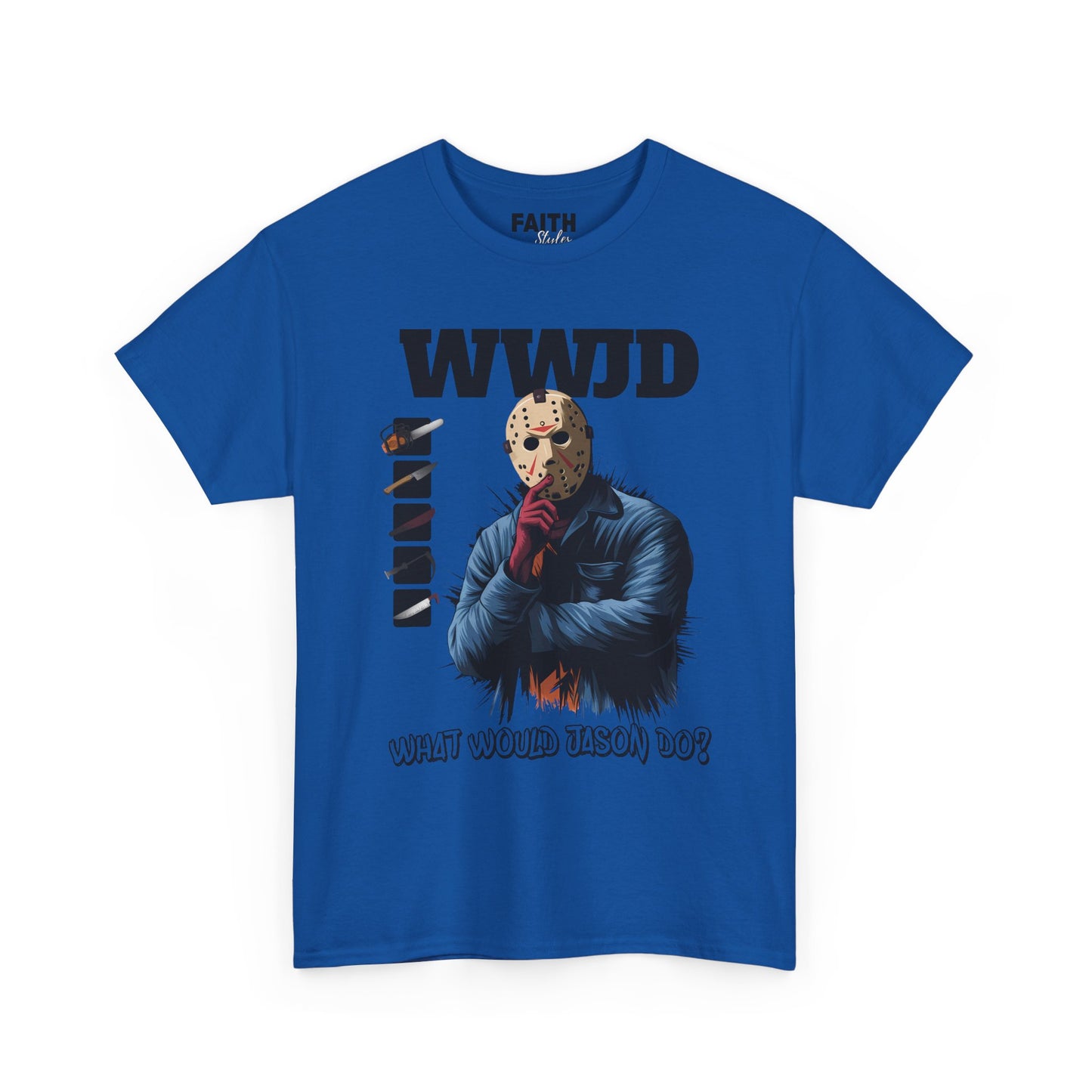 WWJD Unisex Heavy Cotton Tee, Graphic T-Shirt, Casual Wear, Gift for Him, Trendy Apparel, Statement Tee