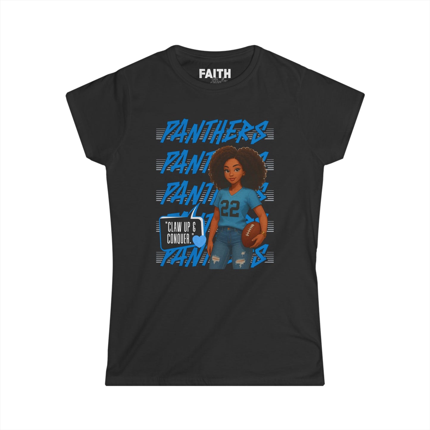 Panthers Cheer Women's Softstyle Tee, Cute Graphic Tee for Football Fans, Sportswear for Game Days and Events, Gift for Cheerleaders