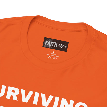 Surviving on Coffee Tee - Unisex Heavy Cotton Shirt, Funny Gift for Coffee Lovers, Perfect for Everyday Wear, Birthday & Holidays