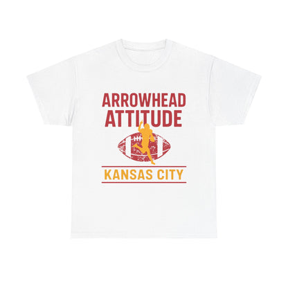 Male Heavy Cotton Tee, Arrowhead Attitude, Football Tee
