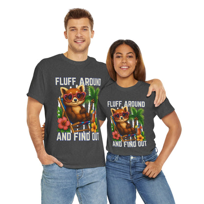 Tropical Cat Tee: Fluff Around and Find Out, Cute Graphic Shirt, Summer Outfit, Unisex Casual Wear, Gift for Animal Lovers