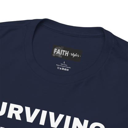 Surviving on Coffee Tee - Unisex Heavy Cotton Shirt, Funny Gift for Coffee Lovers, Perfect for Everyday Wear, Birthday & Holidays
