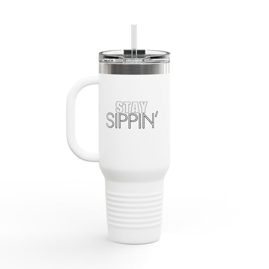 Stay Sippin' Insulated Travel Mug, Perfect for On-the-Go, 40oz Drinkware, Eco-Friendly, Great Gift for Coffee Lovers, Road Trips