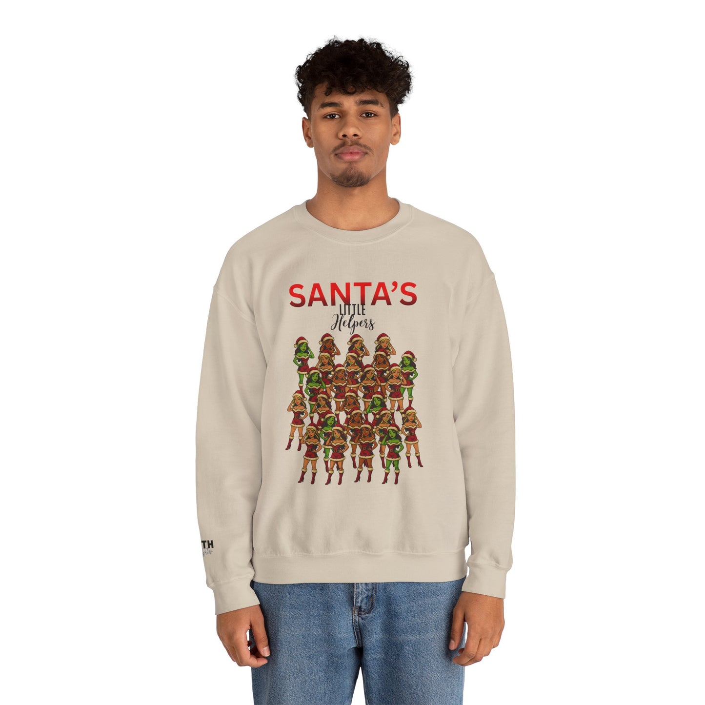 Crewneck Sweatshirt - "Santa's Little Helpers" Christmas Elf Group Holiday Sweater