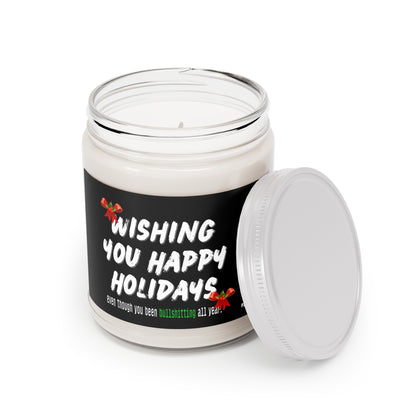 Holiday Soy Candle — "Wishing You Happy Holidays" 9oz Scented Jar