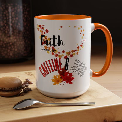 Faith & Caffeine Fall Coffee Mug | Perfect for Autumn Lovers, Thanksgiving Gift, Religious Coffee Cup, Inspirational Drinkware, Cozy Vibes