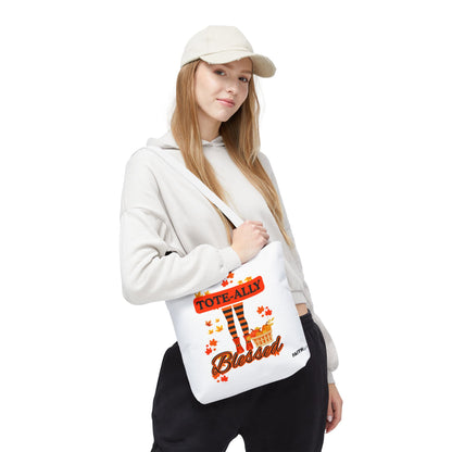 FaithStyles Blessed Holiday Tote Bag, Autumn Tote, Fall Accessories, Gift for Her, Seasonal Shopping Bag, Cute Grocery Bag