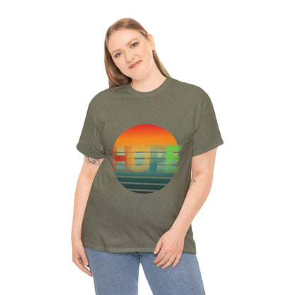 "HOPE" Sunset Vibes Unisex Cotton Tee, Summer T-Shirt, Gift for Him/Her, Casual Wear, Beach Day Outfit, Eco-Friendly Fashion