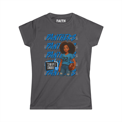 Panthers Cheer Women's Softstyle Tee, Cute Graphic Tee for Football Fans, Sportswear for Game Days and Events, Gift for Cheerleaders