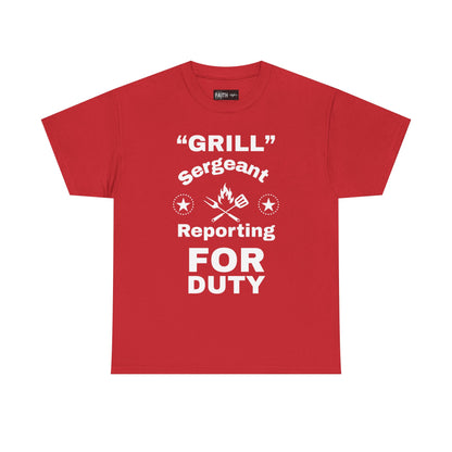 Grill Sergeant Tee - Perfect for BBQs, Father's Day Gift, Unisex Cotton T-Shirt, Outdoor Parties, Cooking Enthusiasts