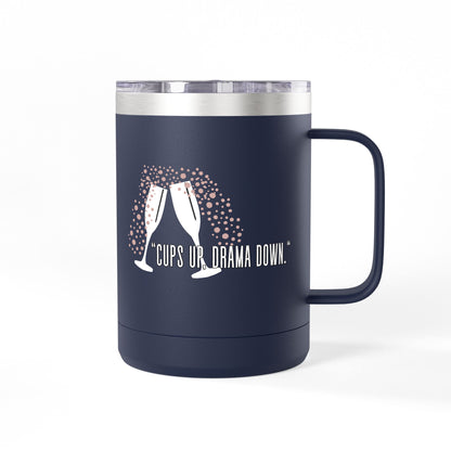 Celebratory Coffee Mug Tumbler, Cheers Gift for Friends, 15oz Drinkware for Parties, Birthdays, Wedding, Fun Gatherings