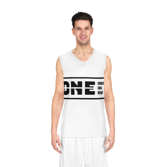 One Love Basketball Jersey, Sports Apparel, Gym Wear, Gift for Athletes, AOP Activewear, Conscious Soul Heart Top