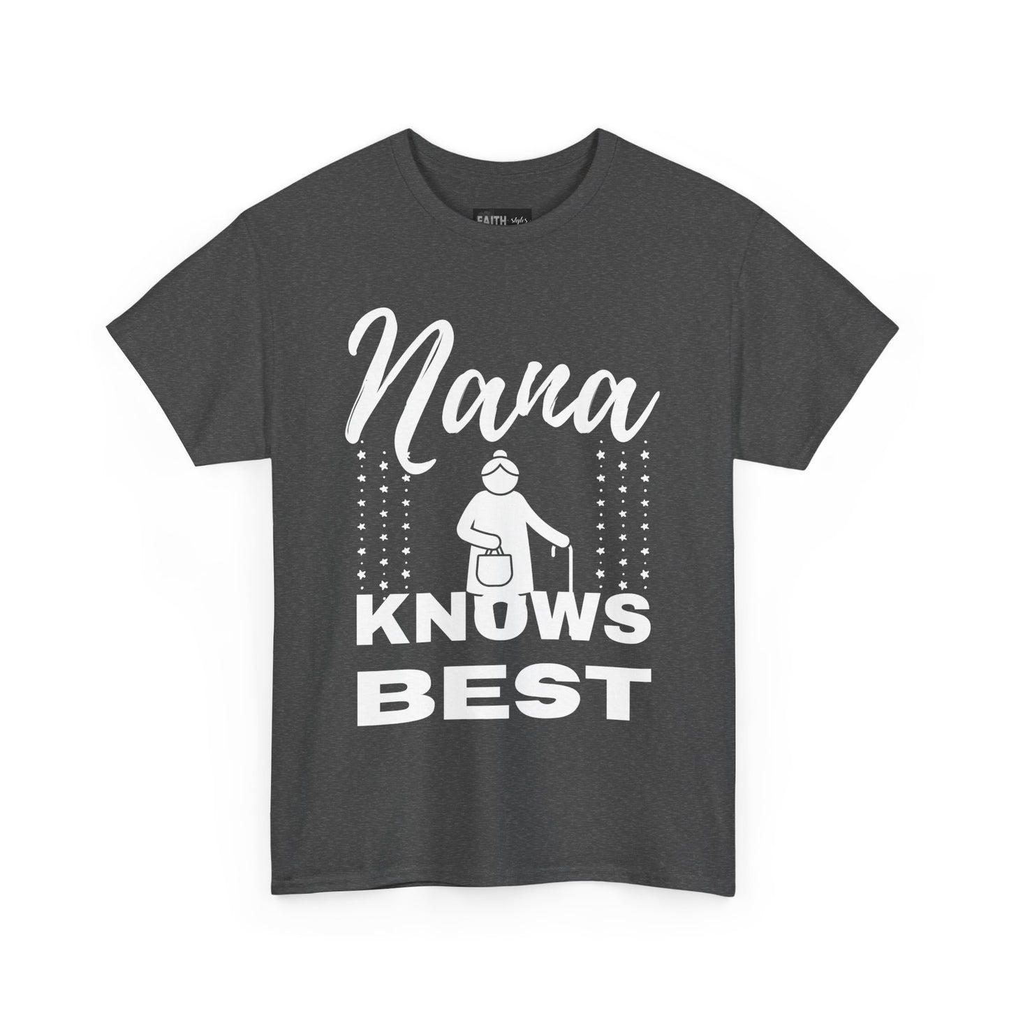 Unisex Heavy Cotton Tee - Nana Knows Best, Gift for Grandma, Family Reunion, Mother's Day, Casual Everyday Wear