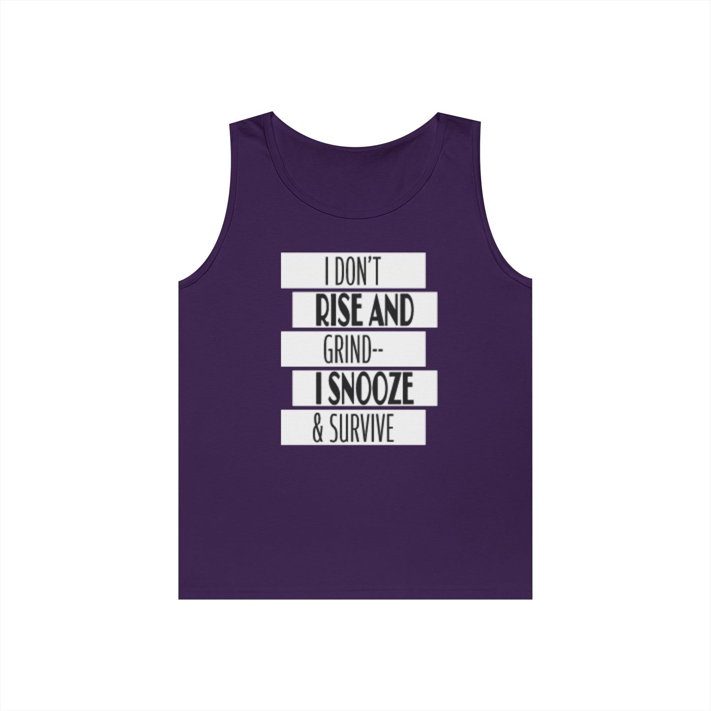 Heavy Cotton Tank Top with "I Don't Rise and Grind - I Snooze & Survive" Design - Relaxed Vibe, Perfect for Lazy Days, Gift for [...]