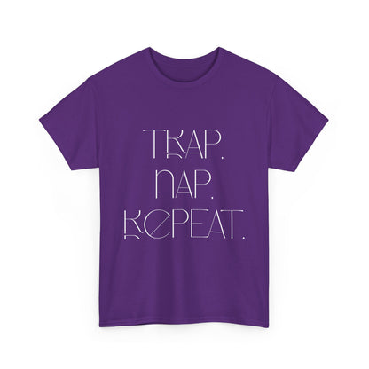 Unisex Heavy Cotton Tee - 'Trap. Nap. Repeat.' Motivational Shirt for Relaxation and Leisure