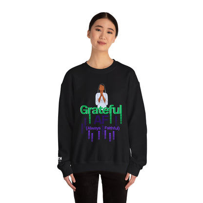 Women Grateful AF Crewneck Sweatshirt | Cozy Unisex Pullover for Thanksgiving, Gifts, and Everyday Wear