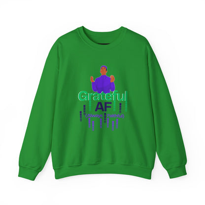 Male Grateful AF Unisex Crewneck Sweatshirt | Cozy Gift for Friends, Thanksgiving Apparel, Everyday Comfort, Gratitude Expression