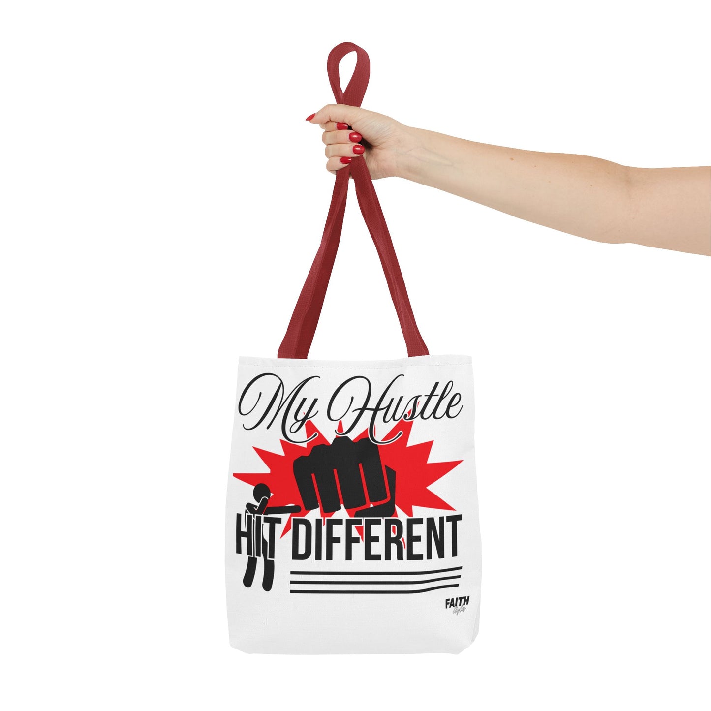 FaithStyles Motivational 'My Hustle, Hit Different' Graphic Tote Bag