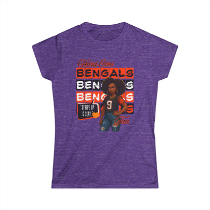 Hardcore Bengals Fan Women's Softstyle Tee, Game Day Shirt, Sports Apparel, Gift for Football Fans, Team Spirit Wear