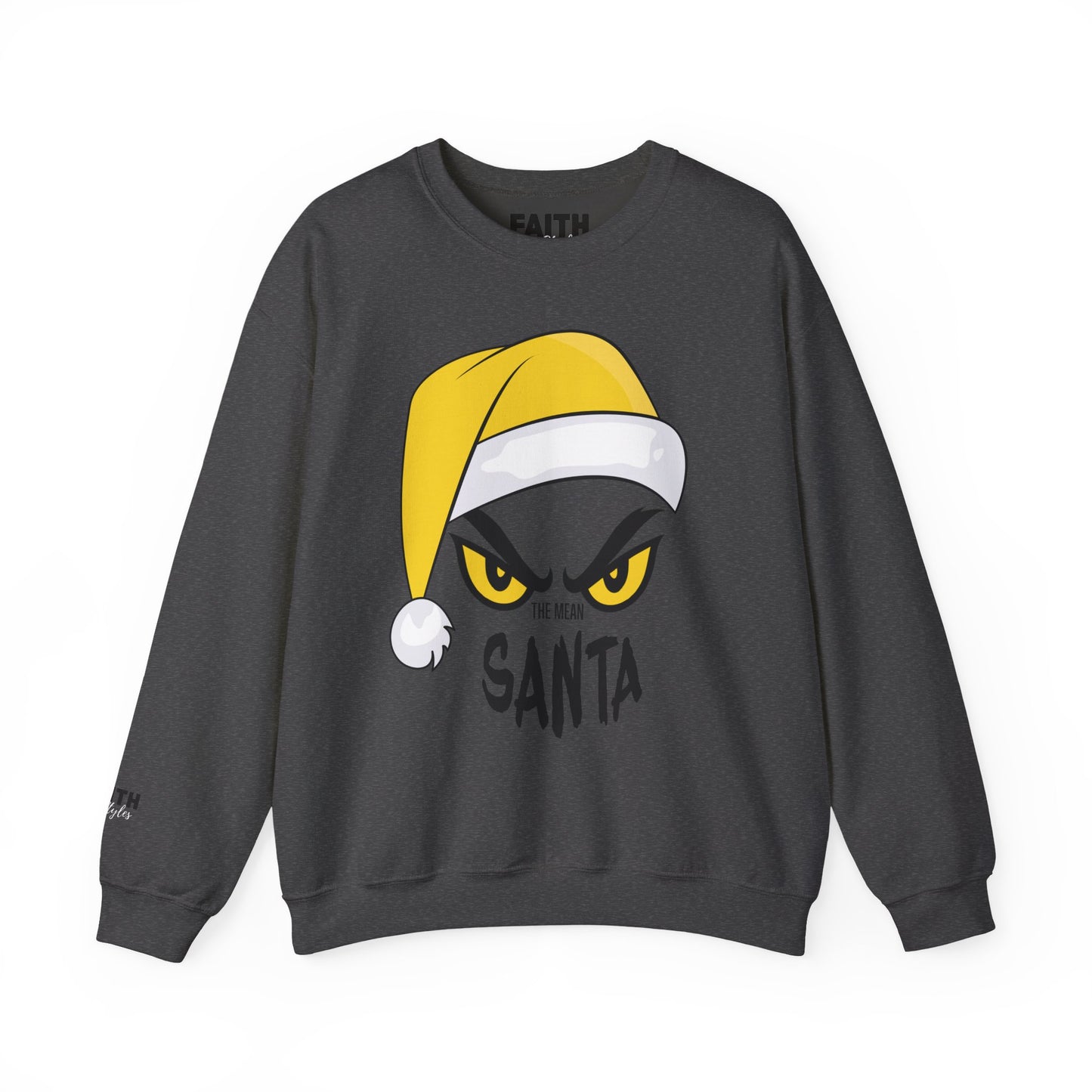 The Mean SANTA Sweatshirt -  Holiday Crewneck - Yellow