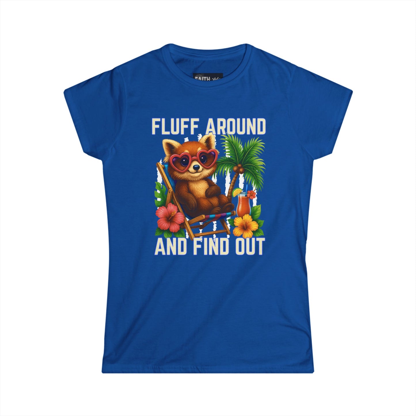 Charming Cat Themed Women's Softstyle Tee | Summer Vibes T-Shirt, Cute Cat Top, Beachy Fun Shirt, Gift for Cat Lovers, Relaxed Wear