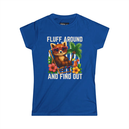 Charming Cat Themed Women's Softstyle Tee | Summer Vibes T-Shirt, Cute Cat Top, Beachy Fun Shirt, Gift for Cat Lovers, Relaxed Wear