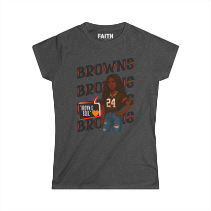 Browns Inspired Women’s Tee, Football Fan Shirt, Game Day Top, Sportswear for Her, NFL Gift for Her