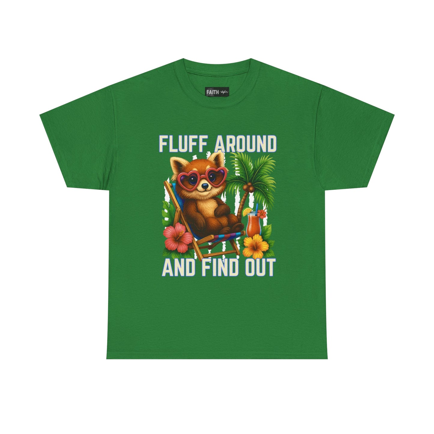 Tropical Cat Tee: Fluff Around and Find Out, Cute Graphic Shirt, Summer Outfit, Unisex Casual Wear, Gift for Animal Lovers