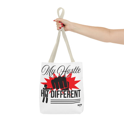 FaithStyles Motivational 'My Hustle, Hit Different' Graphic Tote Bag