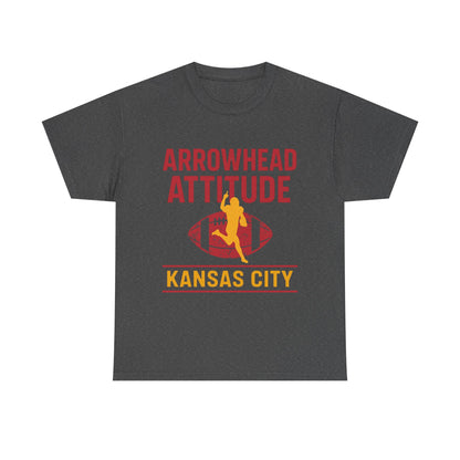 Male Heavy Cotton Tee, Arrowhead Attitude, Football Tee