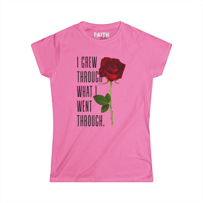 Women's Empowerment Rose Tee - "I Grew Through What I Went Through", Inspirational T-Shirt, Gift for Her, Self-Love Apparel, Motivational Fashion