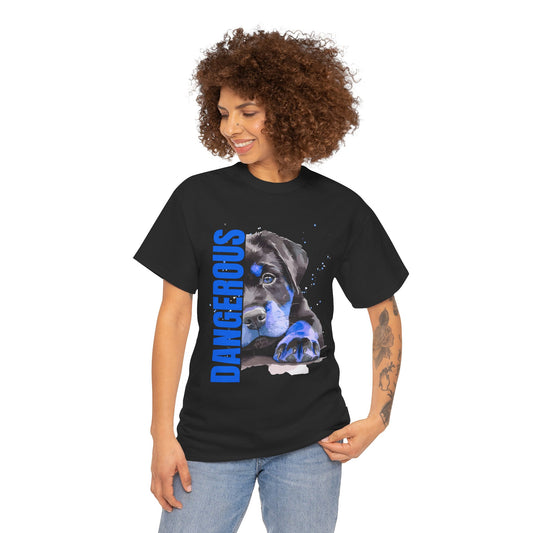 "'DANGEROUS" Cool Dog Lover Tee - Unisex Heavy Cotton T-Shirt