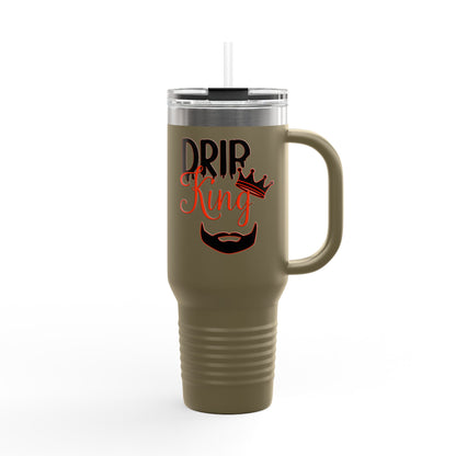 Drip King Insulated Travel Mug, 40oz | Perfect for Coffee Lovers, Gift for Him, Road Trips, Bearded Men, Stylish Drinkware