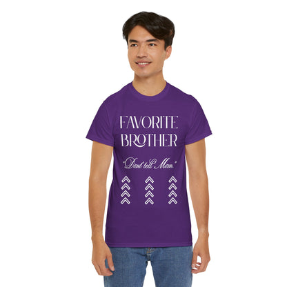 Favorite Brother Unisex Heavy Cotton Tee - Perfect Gift for Siblings, Casual Wear, Birthday, Family Reunion, Everyday Comfort