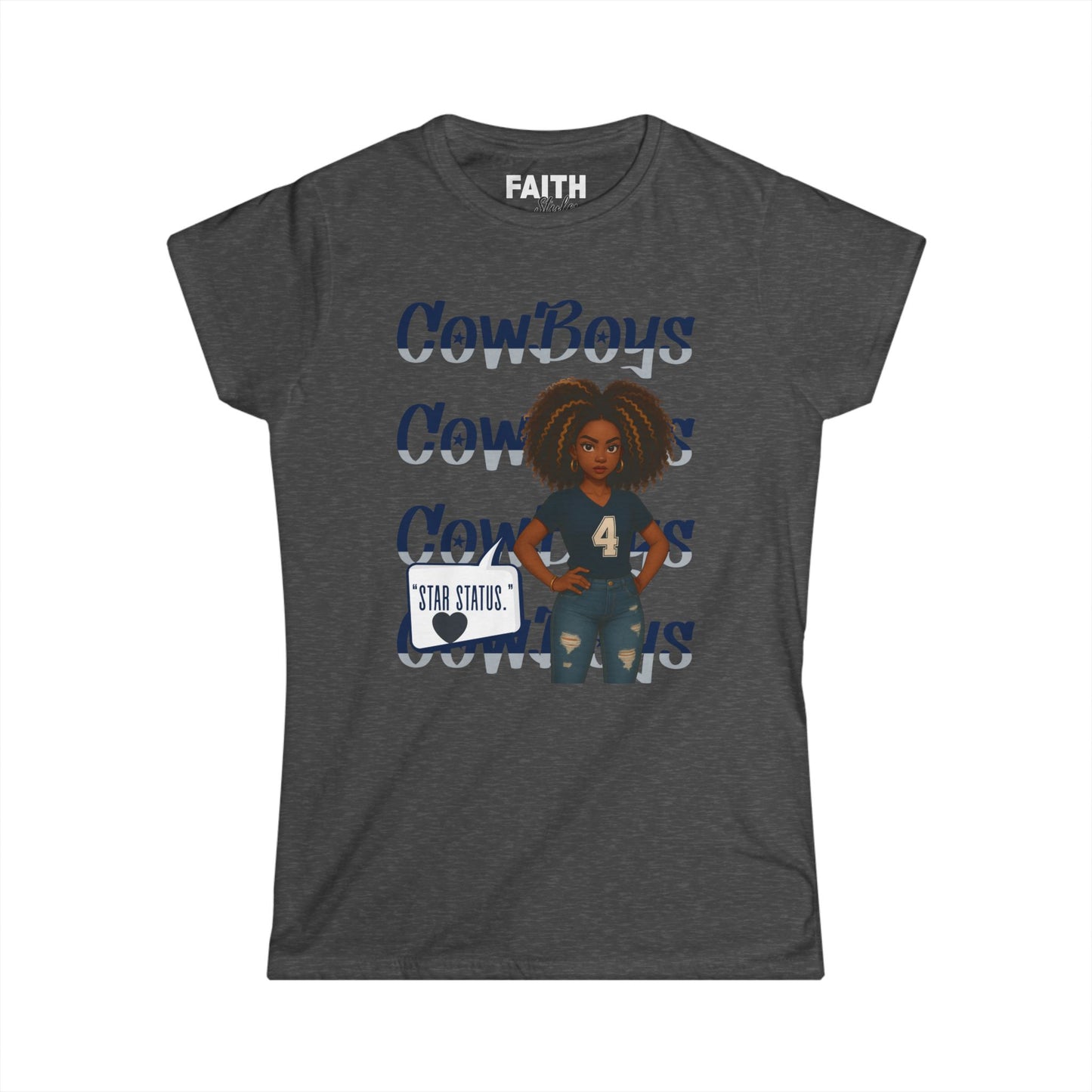 Cowboys Graphic Women's Tee, Softstyle Shirt, Football Fan Apparel, Sportswear Gift, Casual Cute Top