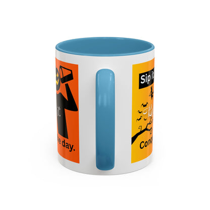 Halloween-Themed Coffee Mug, Sip It Believe It Conquer the Day, Fall Decor, Gift for Pumpkin Lovers, Autumn Kitchenware
