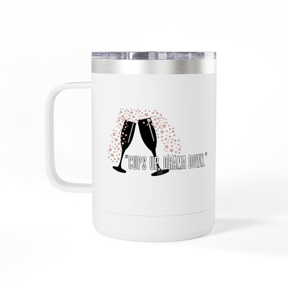 Celebratory Coffee Mug Tumbler, Cheers Gift for Friends, 15oz Drinkware for Parties, Birthdays, Wedding, Fun Gatherings