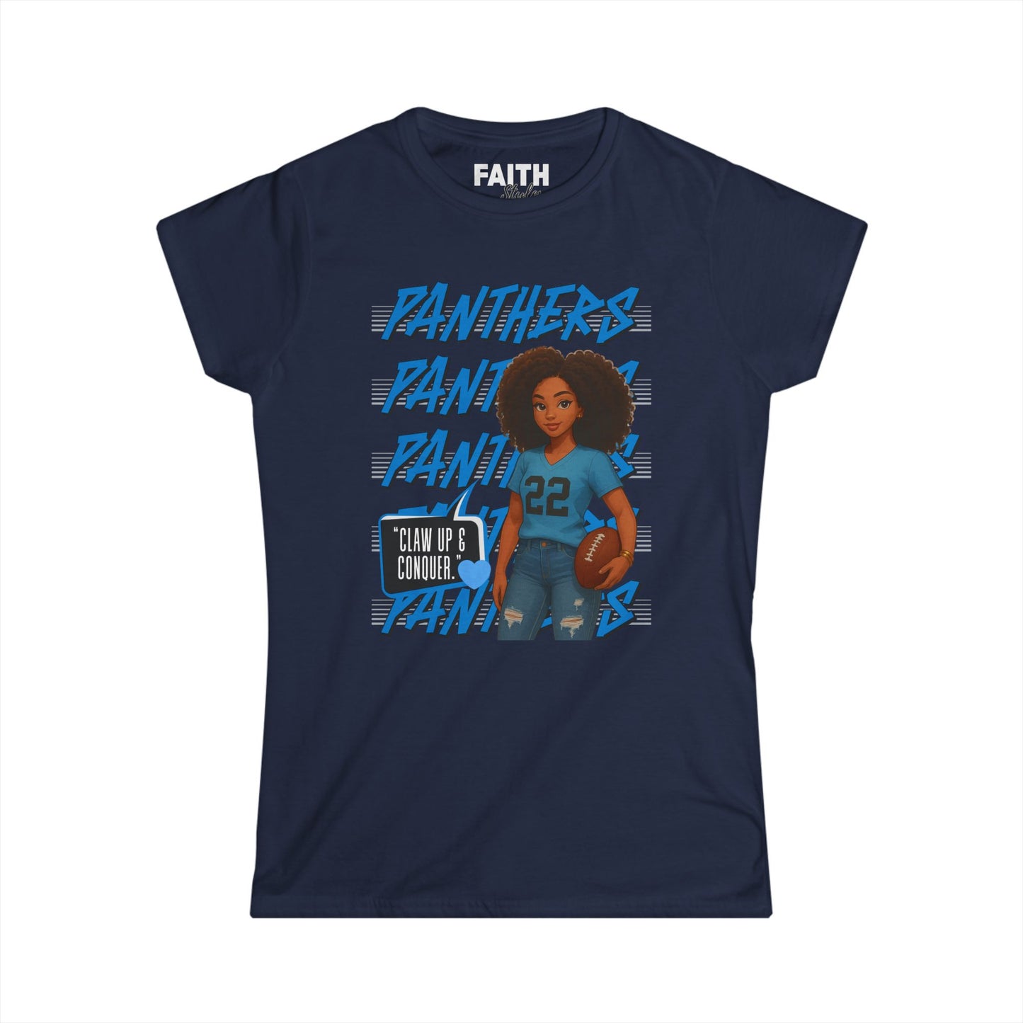 Panthers Cheer Women's Softstyle Tee, Cute Graphic Tee for Football Fans, Sportswear for Game Days and Events, Gift for Cheerleaders