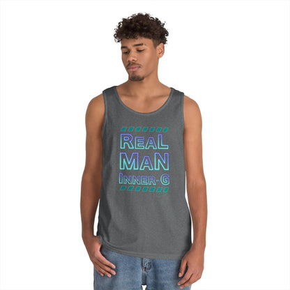 Real Man Inner G Unisex Heavy Cotton Tank Top, Motivational Gym Wear, Summer Fashion, Casual Outift, Gift for Him, Inspirational Tank