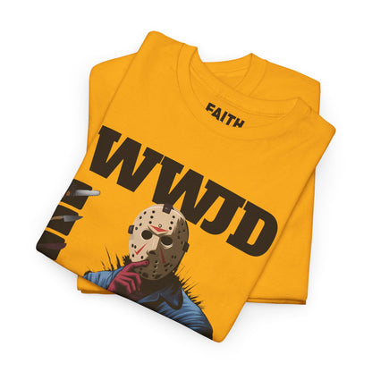 WWJD Unisex Heavy Cotton Tee, Graphic T-Shirt, Casual Wear, Gift for Him, Trendy Apparel, Statement Tee